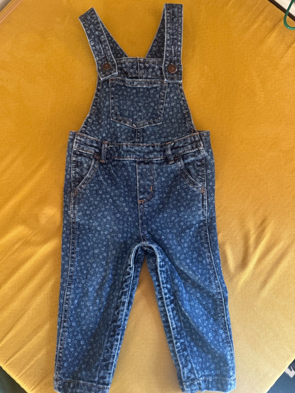 Old Navy Dark Blue Floral Denim Overalls for Kids